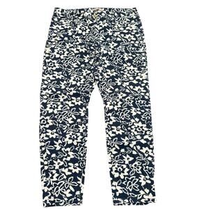 Banana Republic Women’s navy blue floral jeans, straight/skinny, Size 32